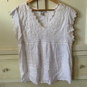 Bass white lace detailed blouse